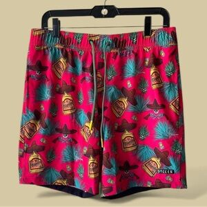 Vibrant Blue and Pink Board Shorts for Beach Adventures